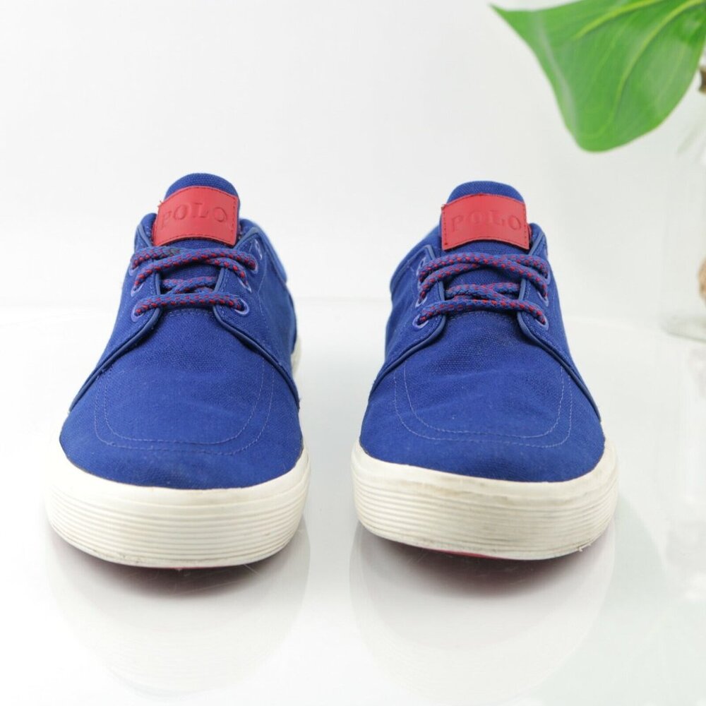 Polo Ralph Lauren Mens Faxon Sneaker Size 11.5 Royal Blue Canvas Red Pony Shoe - Picture 4 of 12